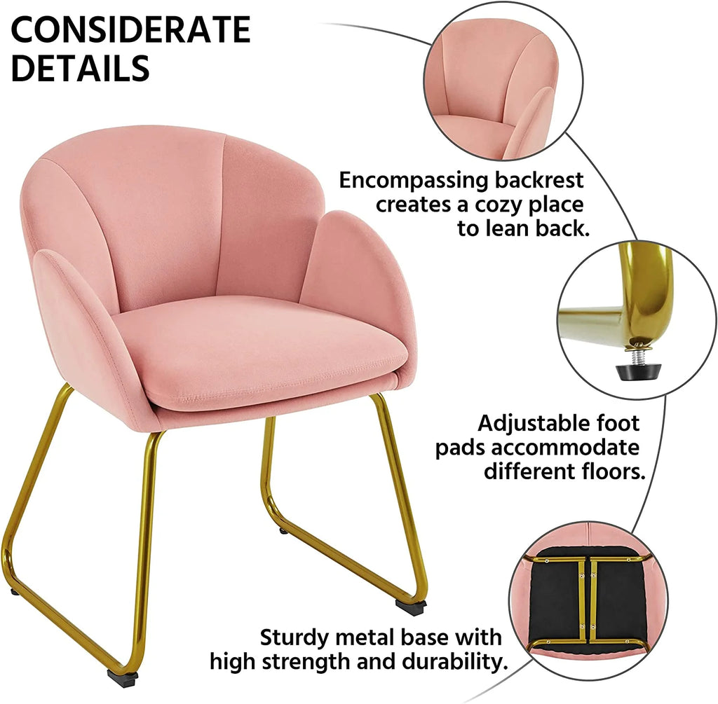Flower Velvet Barrel Chair with Golden Metal Legs F652