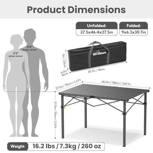Natural Aluminum Roll-Up Camping Table with Carry Bag E6662