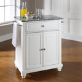 White Solid Granite Top Portable Kitchen Island E474507