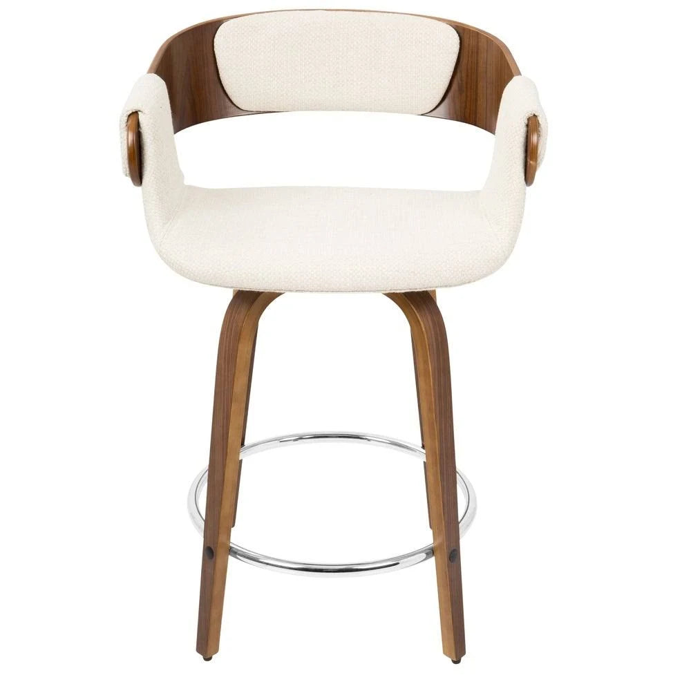 Set of 2 Counter Stool Cream Walnut F7554
