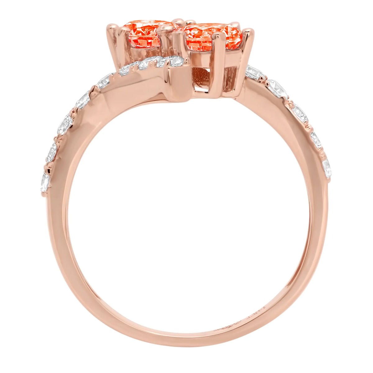 1.98ct Round Cut Red Simulated Diamond 18k Pink Rose Gold Engagement Ring Size 3.5 D807665