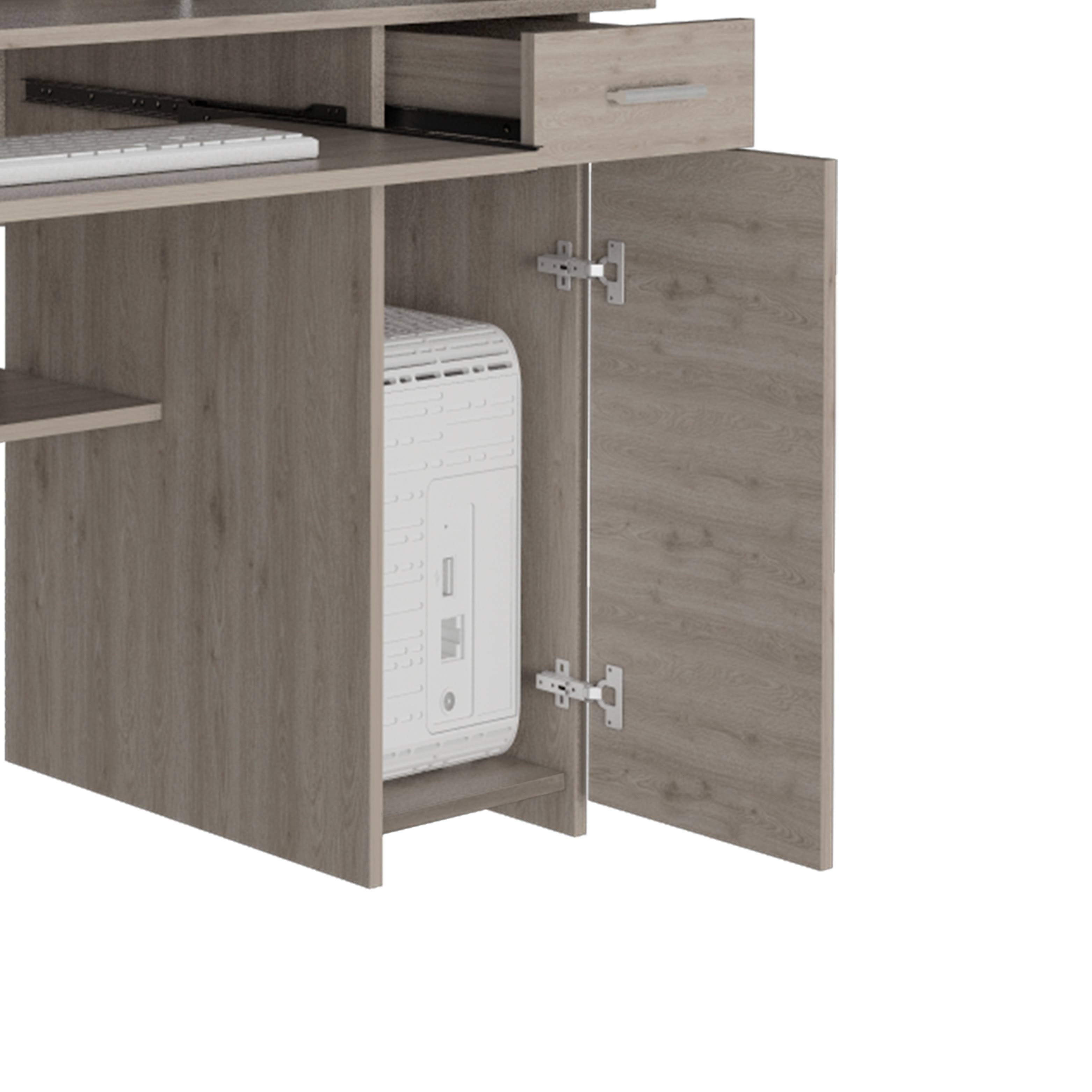 Ash Engineered Wood Desk with Hutch P911510