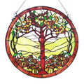 Tree of Life Stained Glass Window Panel in Green P368460