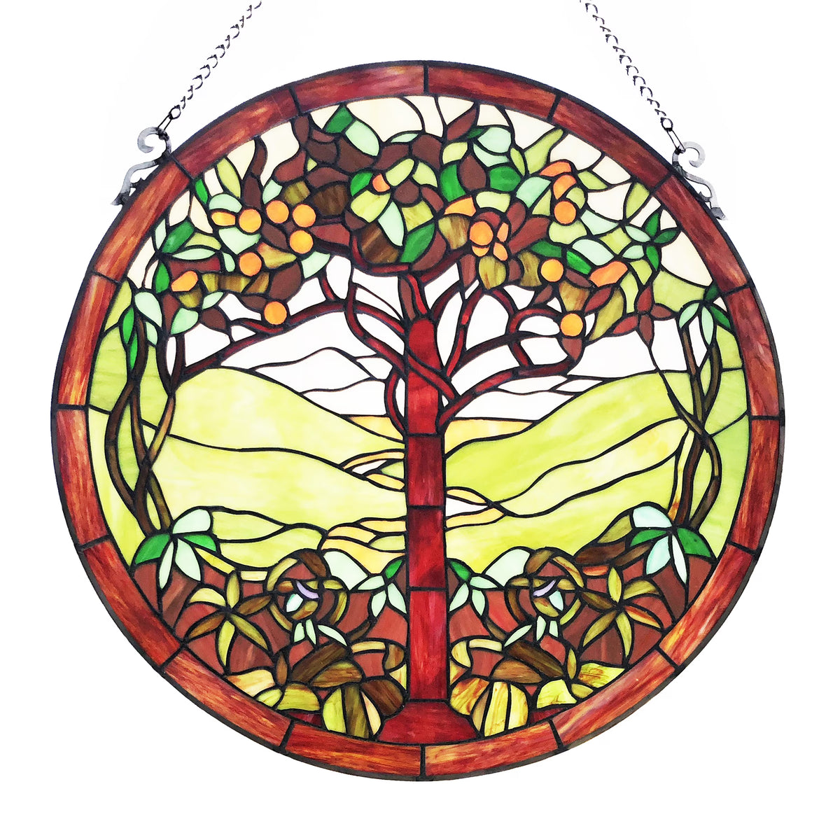 Tree of Life Stained Glass Window Panel in Green P368460