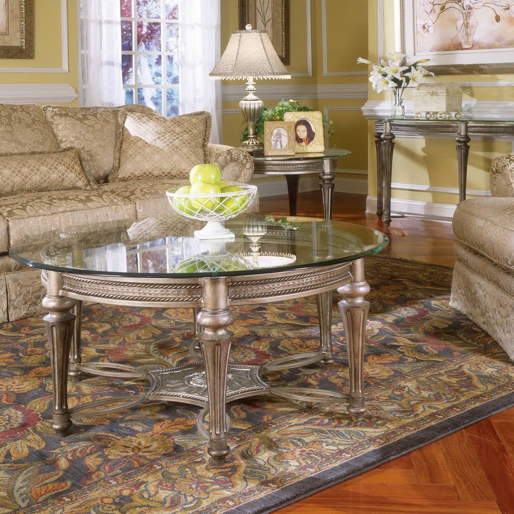 Round End Table with Glass Top Z64129