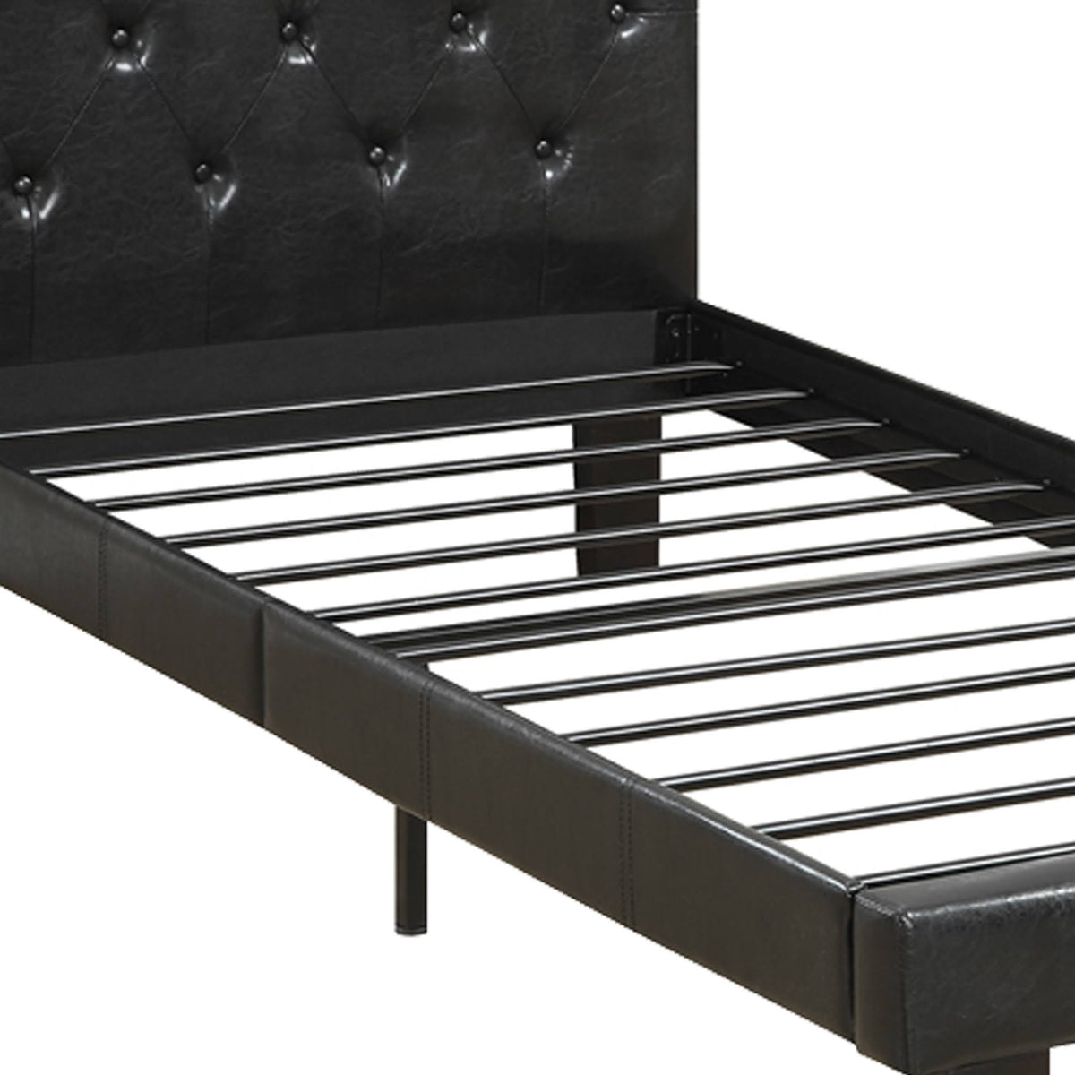 Black Faux Leather Headboard Full Bed D438