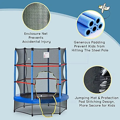 Kids Trampoline with Enclosure Net, Springless Design, Safety Pad and Steel Frame F54954