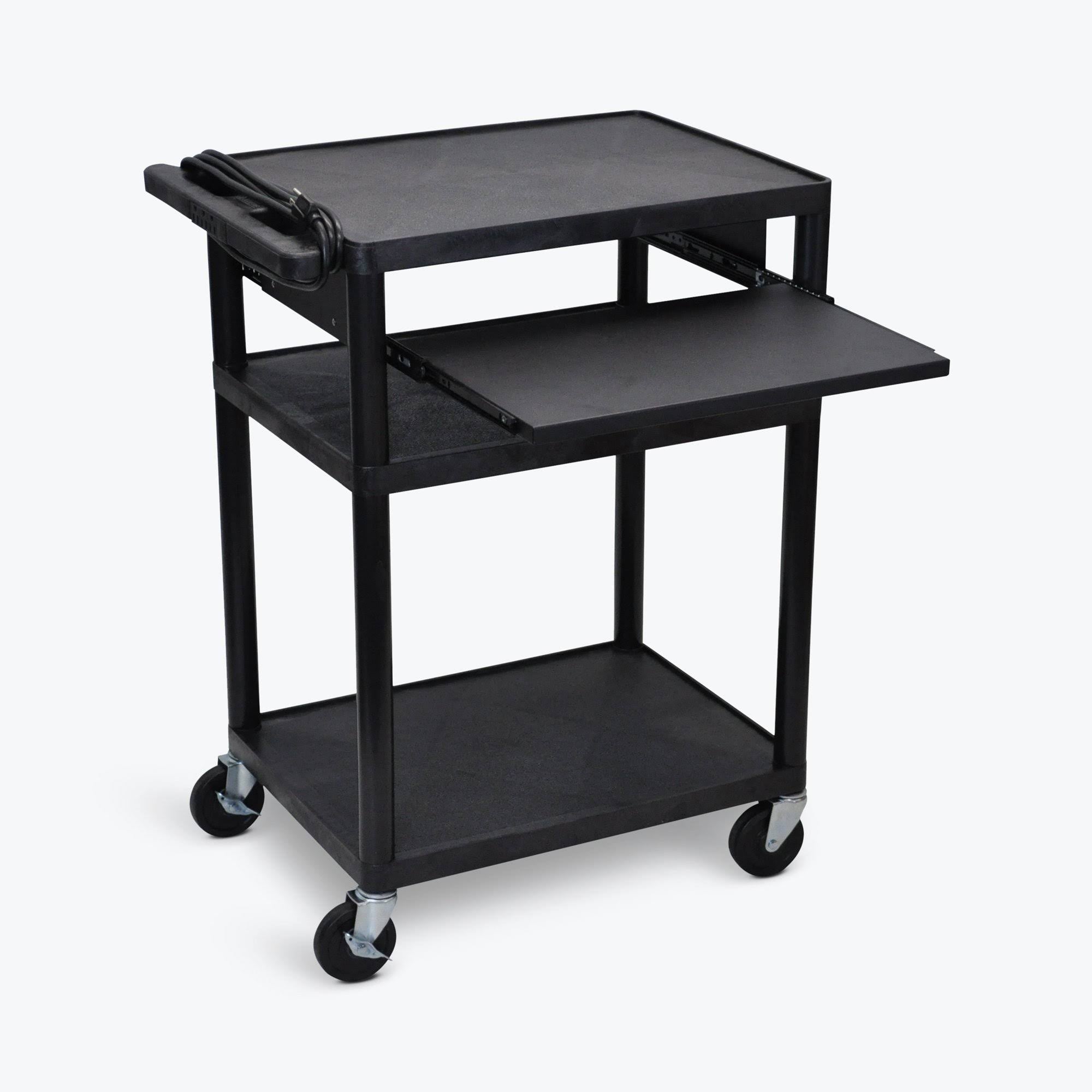 Black 3 Shelf Presentation Cart with Cabinet T293203