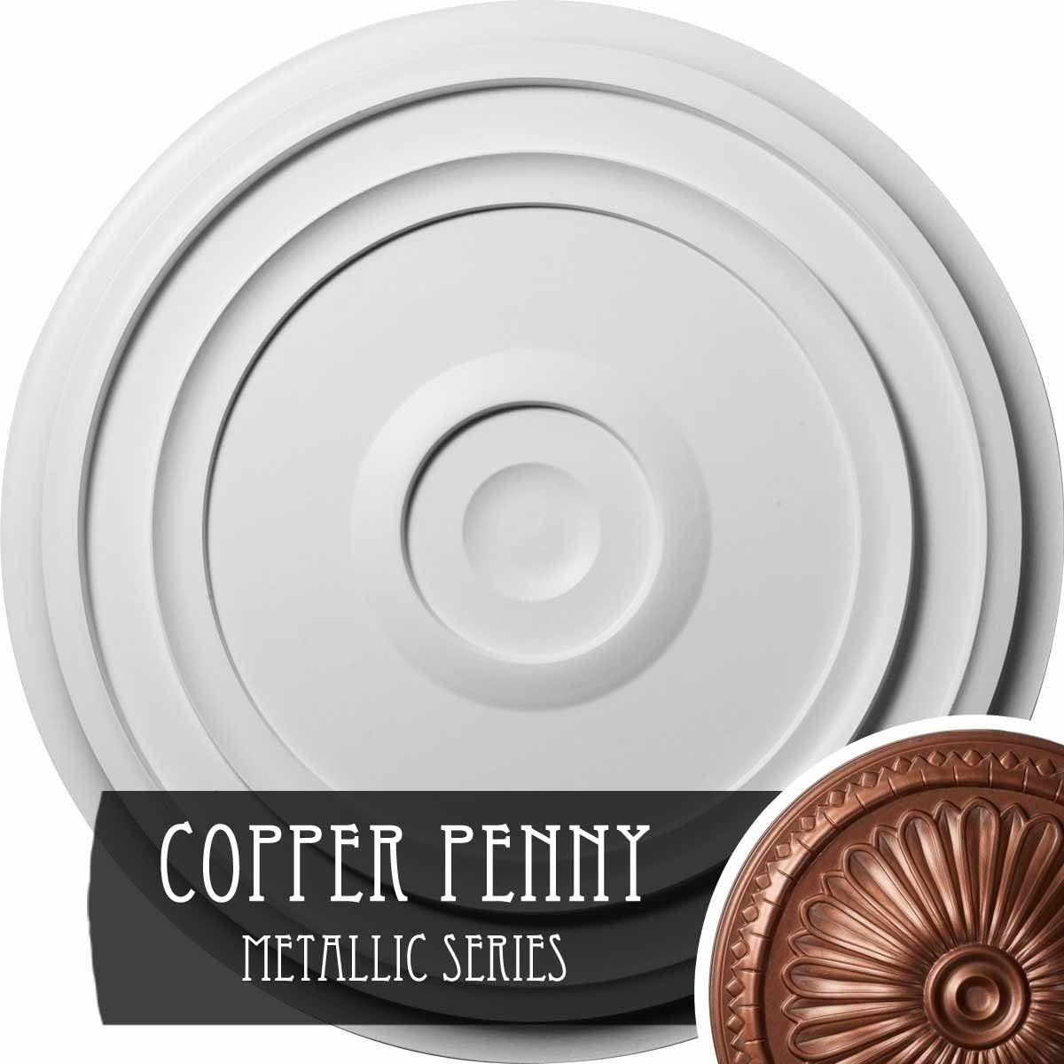 Traditional Reece Ceiling Medallion, Hand-Painted Copper Penny F372