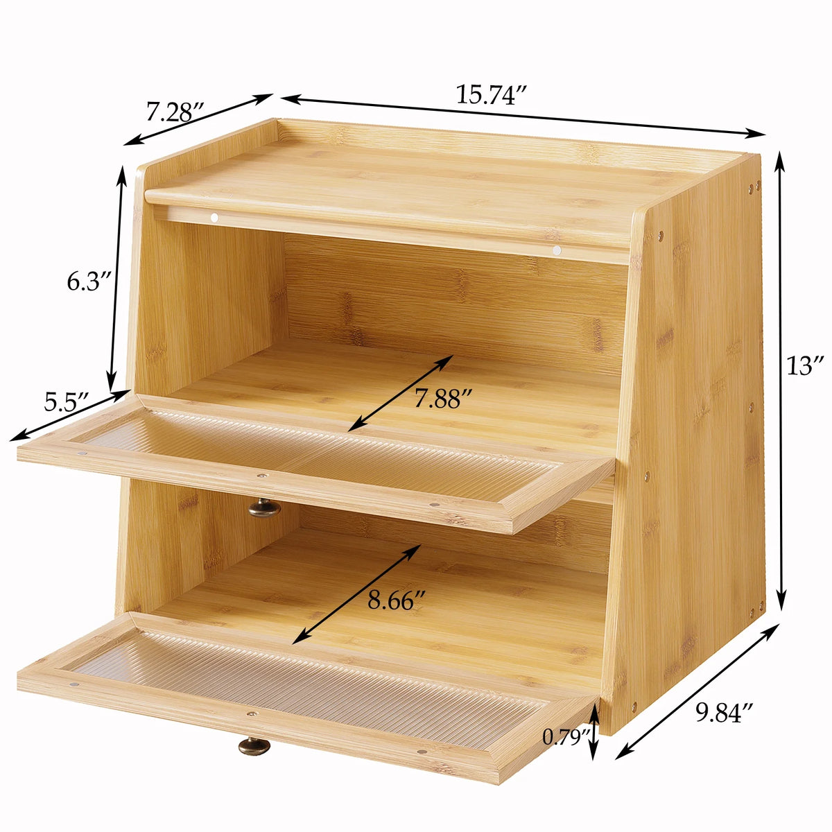 Double Layer Bamboo Bread Storage Container with Window A5267