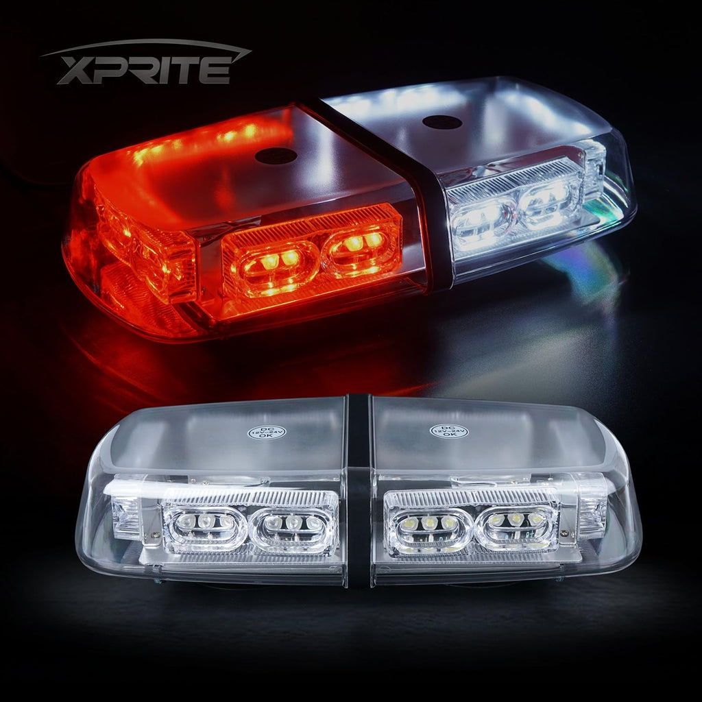 White Red 36 LED Rooftop Mini Bar Strobe Lights with Magnetic Base, Pack of 2 L639