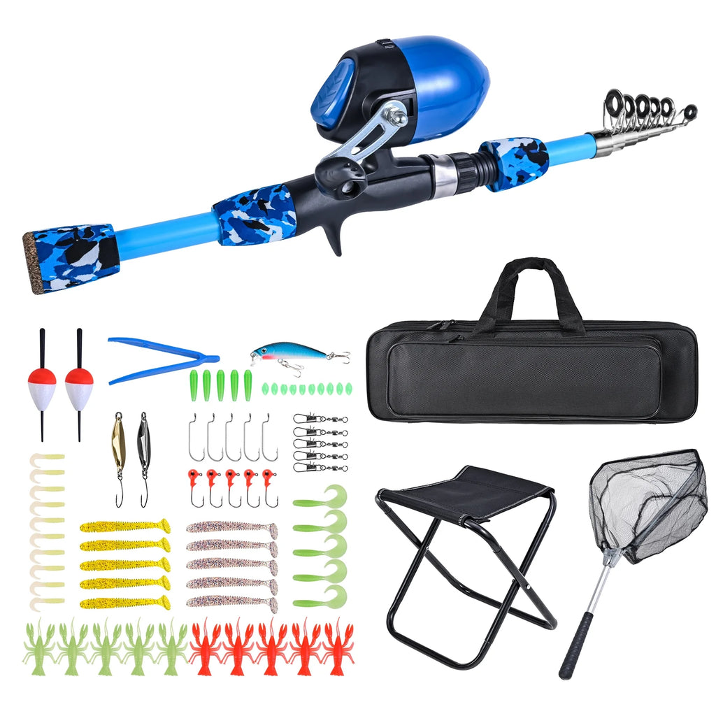 Fishing Kit with Rod, Reel, Stool, Landing Net, and Tackle Box C966409