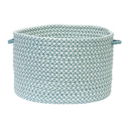 Sea Blue and White Handmade Braided Round Storage Basket A599798