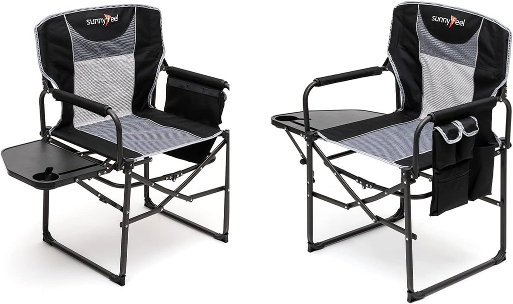 Heavy Duty Oversized Portable Folding Chair with Side Table F386