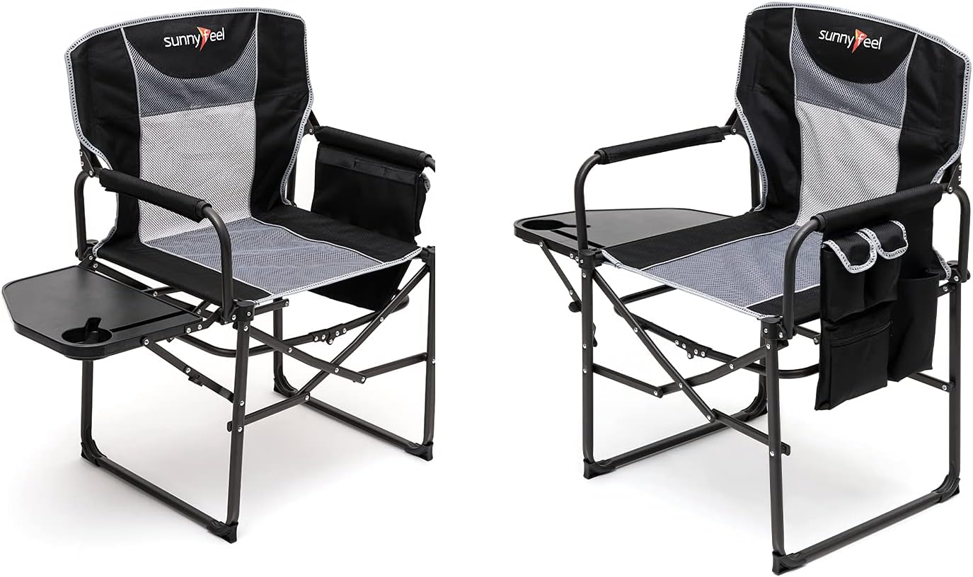 Heavy Duty Oversized Portable Folding Chair with Side Table F386
