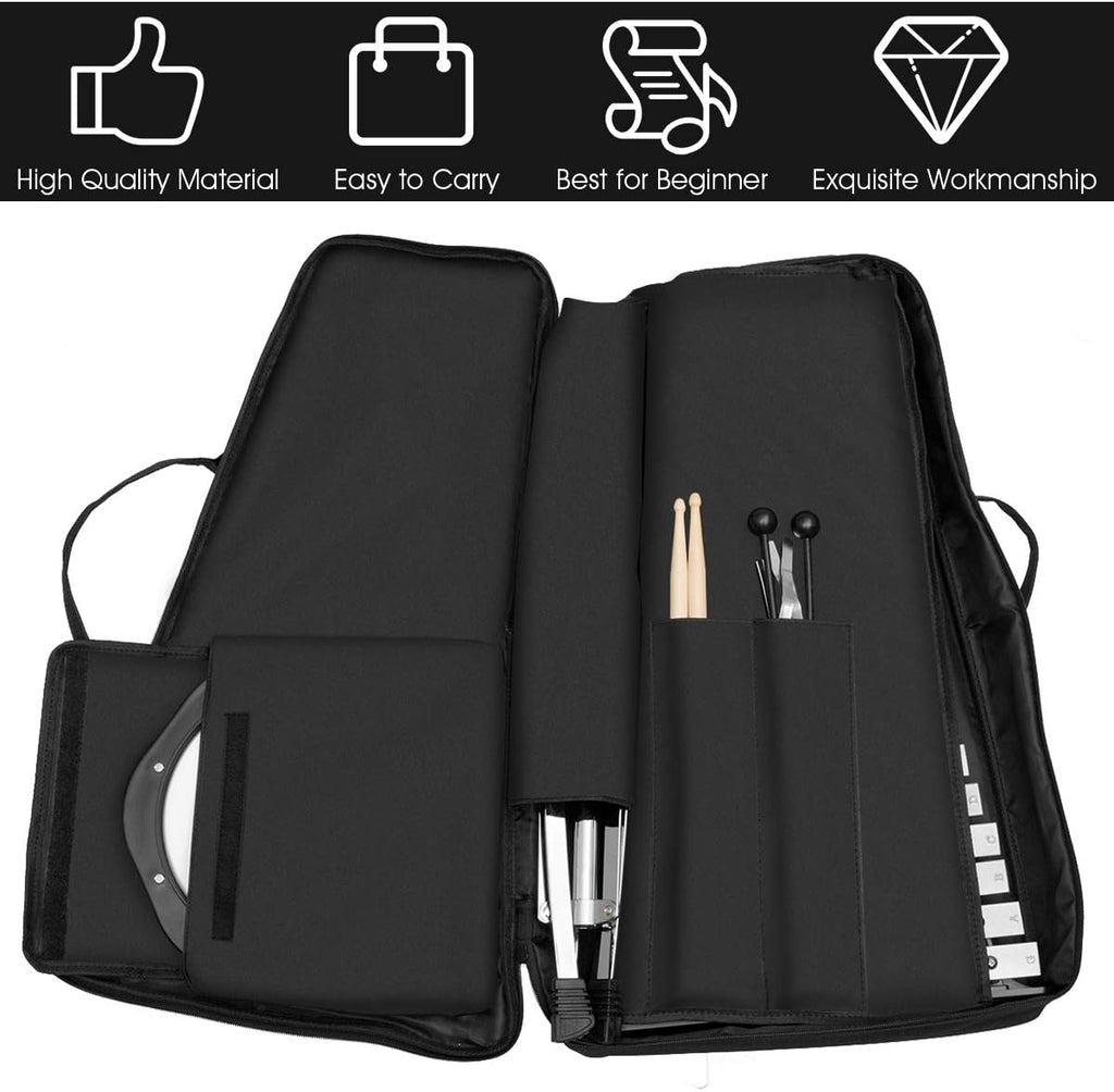 Glockenspiel Bell Kit 30 Notes with Frame, Music Stand, Practice Pad, Bell Mallets, Wooden Drumsticks, Carrying Bag I2055