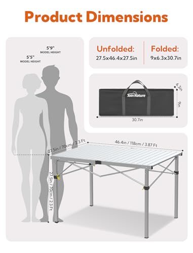 Natural Aluminum Roll-Up Camping Table with Carry Bag E6662