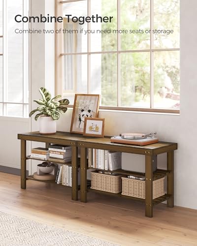 3-Tier Bamboo Shoe Storage Bench, Ink Black E17703