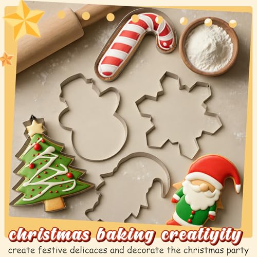 6 Pcs Large Stainless Steel Christmas Cookie Cutters N44972