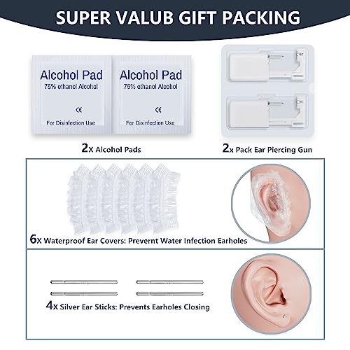 16 Pcs Disposable Ear Piercing Gun with Cubic Zirconia Stud P80339