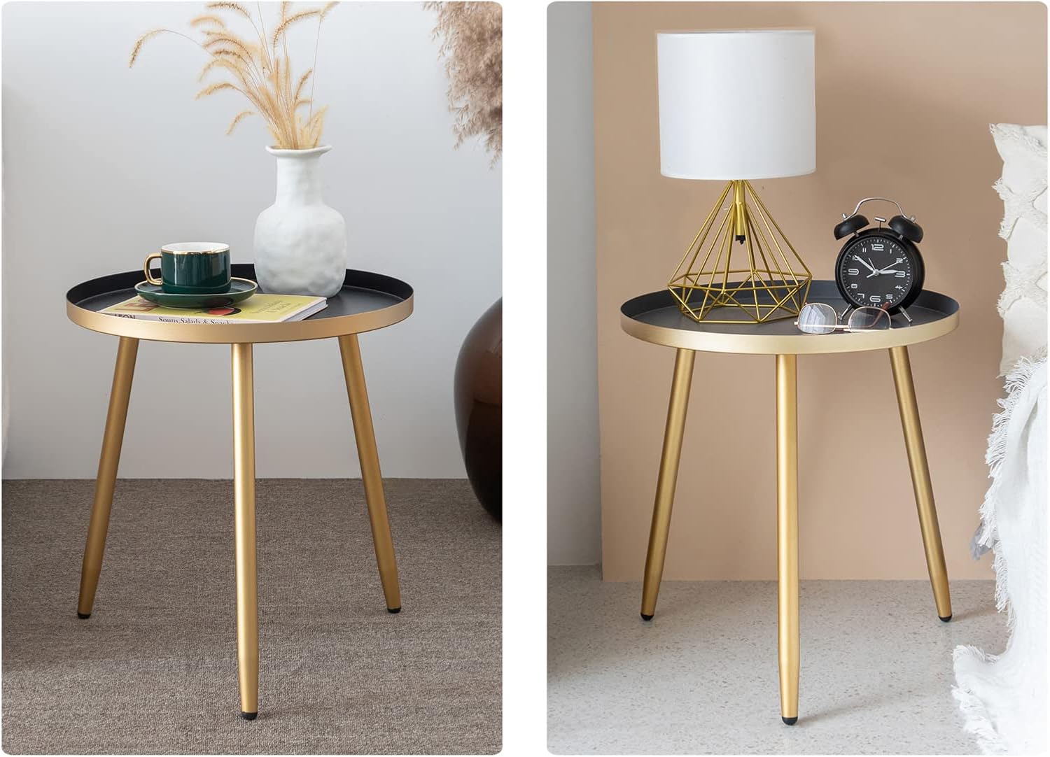 Black Metal Round End Table Set of 2 J534318