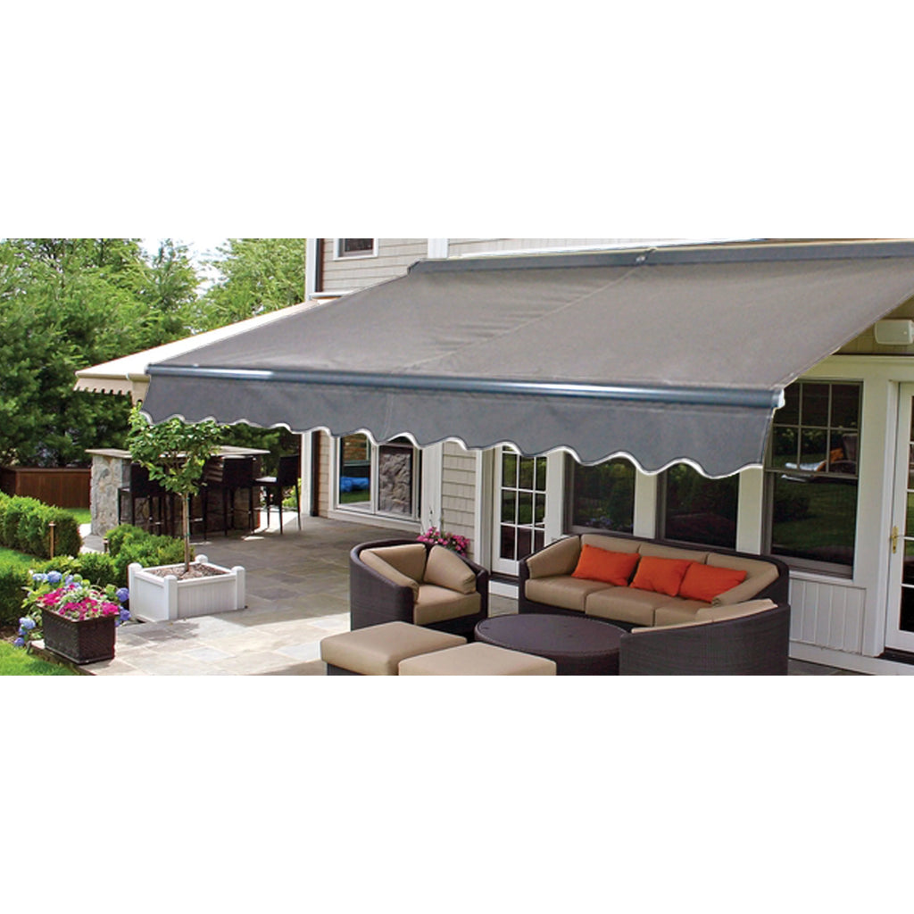 20' x 10' Gray Motorized Retractable Patio Awning with Remote Control Q536