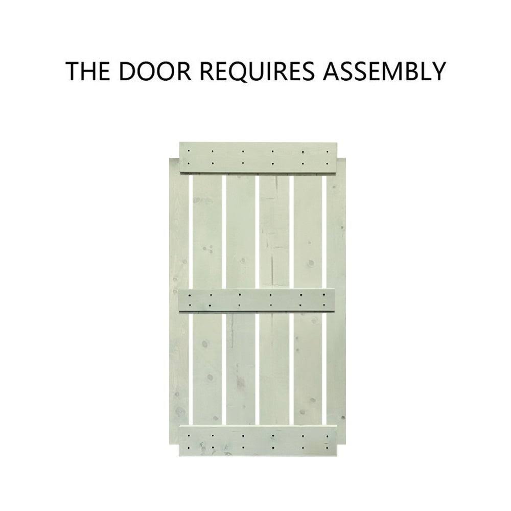 48 in. x 84 in. Weather Oak Stained Solid Pine Wood Interior Double Sliding Barn Door with Hardware Kit X15324