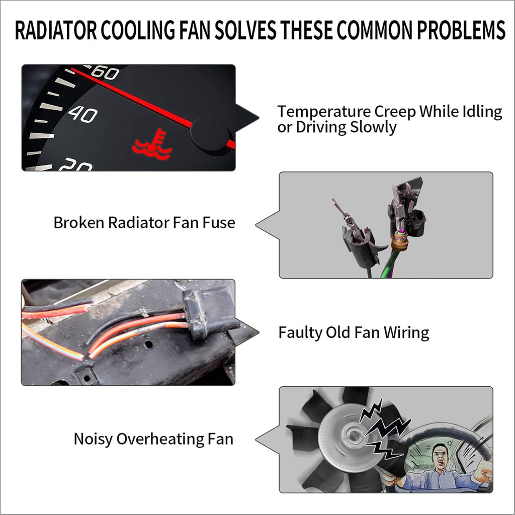 Reversible 16 Inch Electric Engine Radiator Cooling Fan with Mounting Kit 2500 CFM 12 Volts 120 Watts Pack of 2 H48079