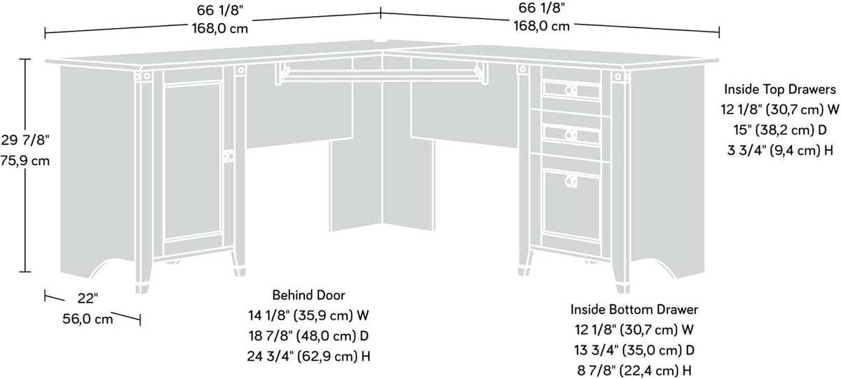 Corner Computer Desk, Washington Cherry finish Q959