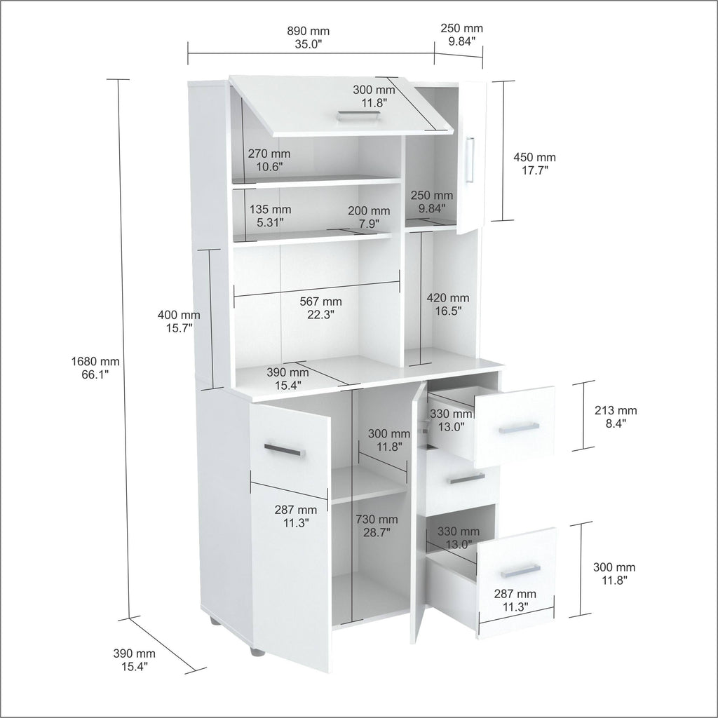 White Kitchen Storage Cabinet V95102