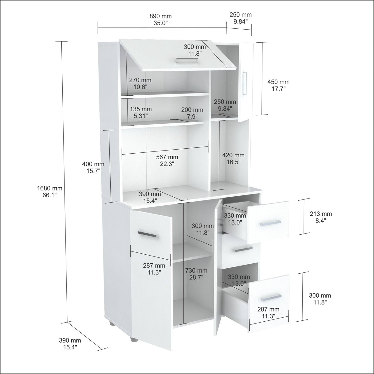 White Kitchen Storage Cabinet V95102