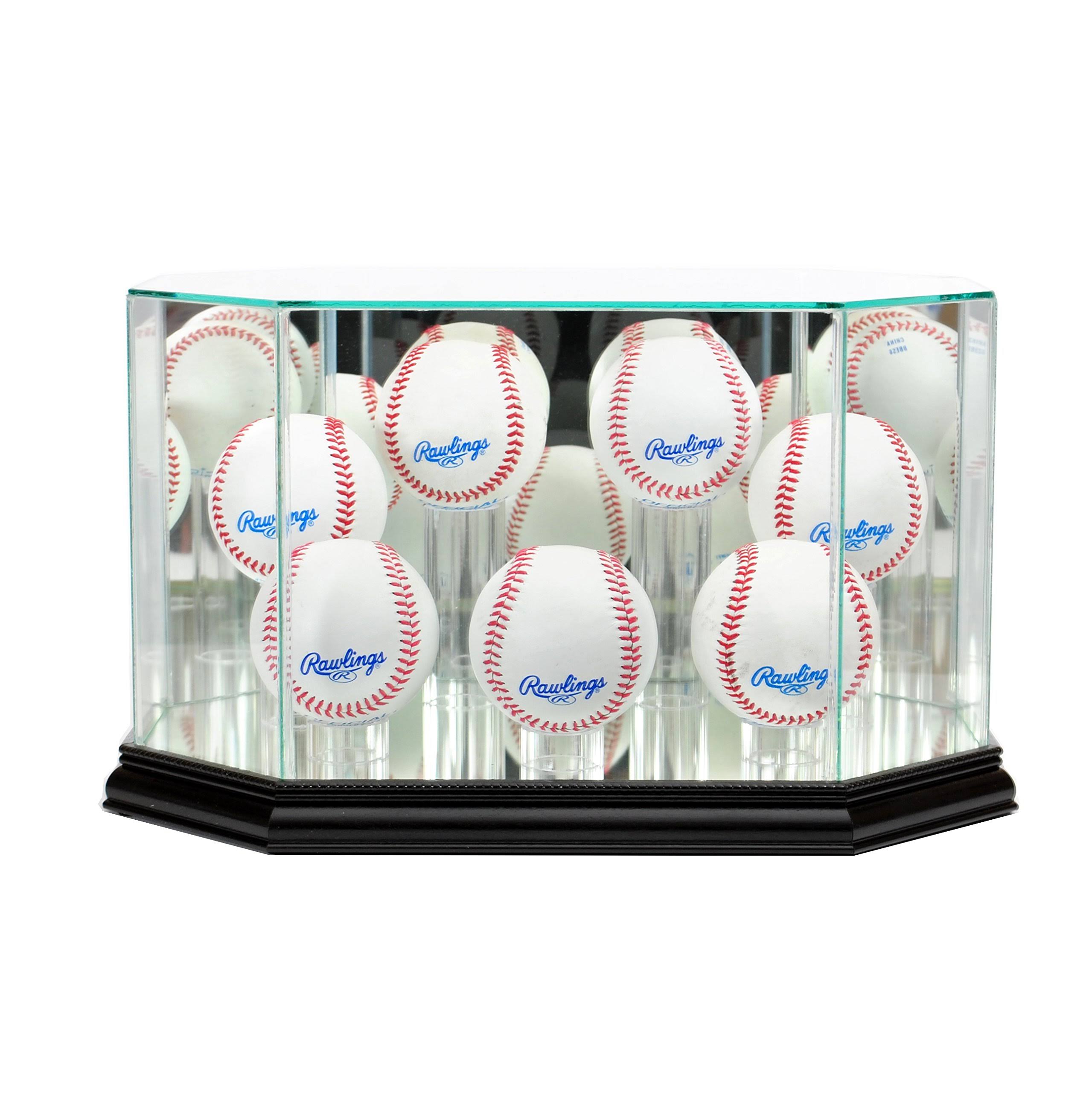 Black Wood Octagon Baseball Display Case Y459