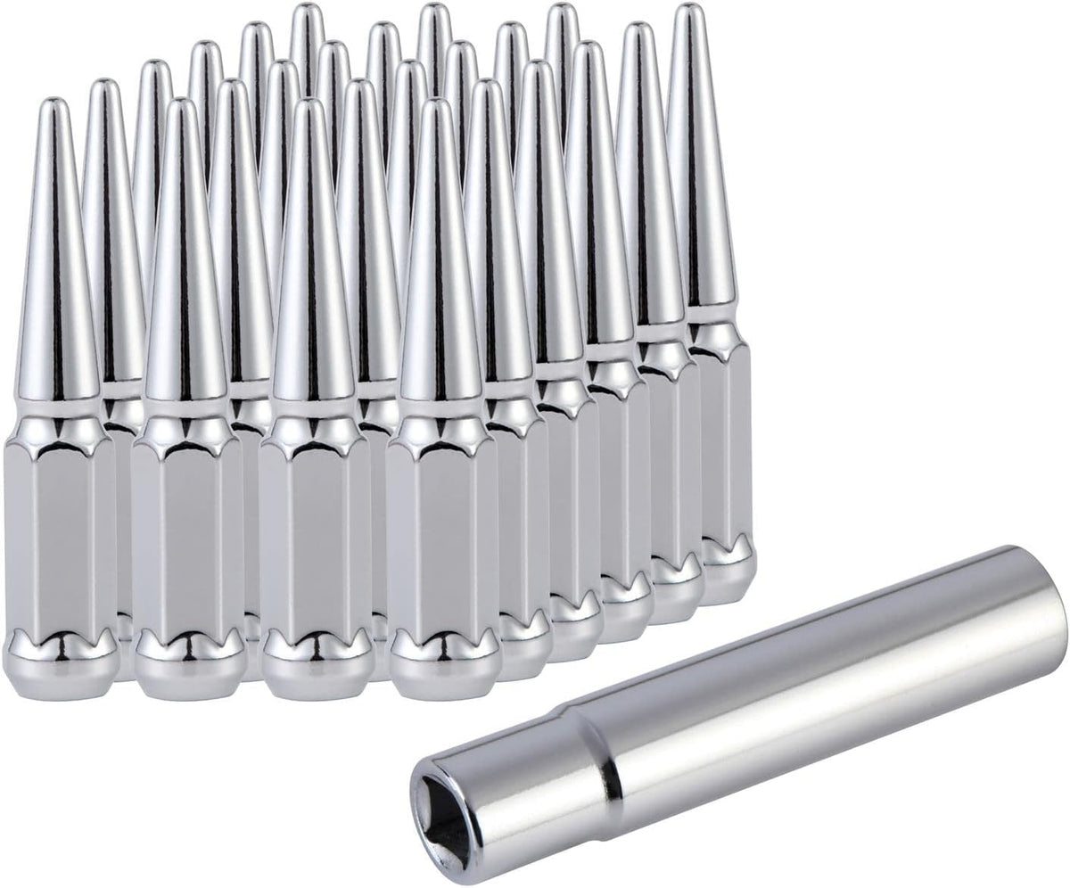 M14x1.5 Spike Lug Nuts with Cone Seat, Black, Set of 24 D652