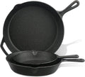 Cast Iron Skillet 3-Pack Set (8, 10, 12) Pre-Seasoned Cookware D17093