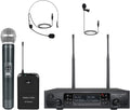 Dual Channel Wireless Microphone System with Handheld, Bodypack, Headset, Lapel I284040