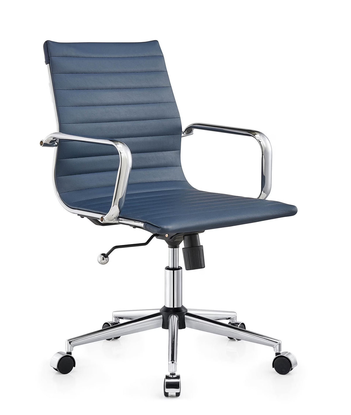 Mid Back Swivel Desk Chair with Armrest in Vegan Leather W179