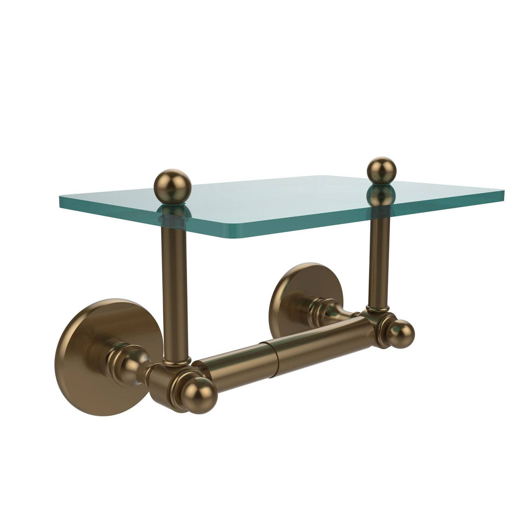 Two Post Toilet Tissue Holder with Glass Shelf Brushed Bronze F989150