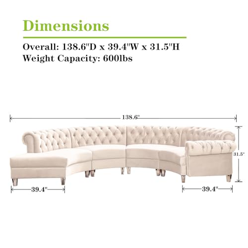 Cream Velvet Semi Circular Sofa Sectional M815116