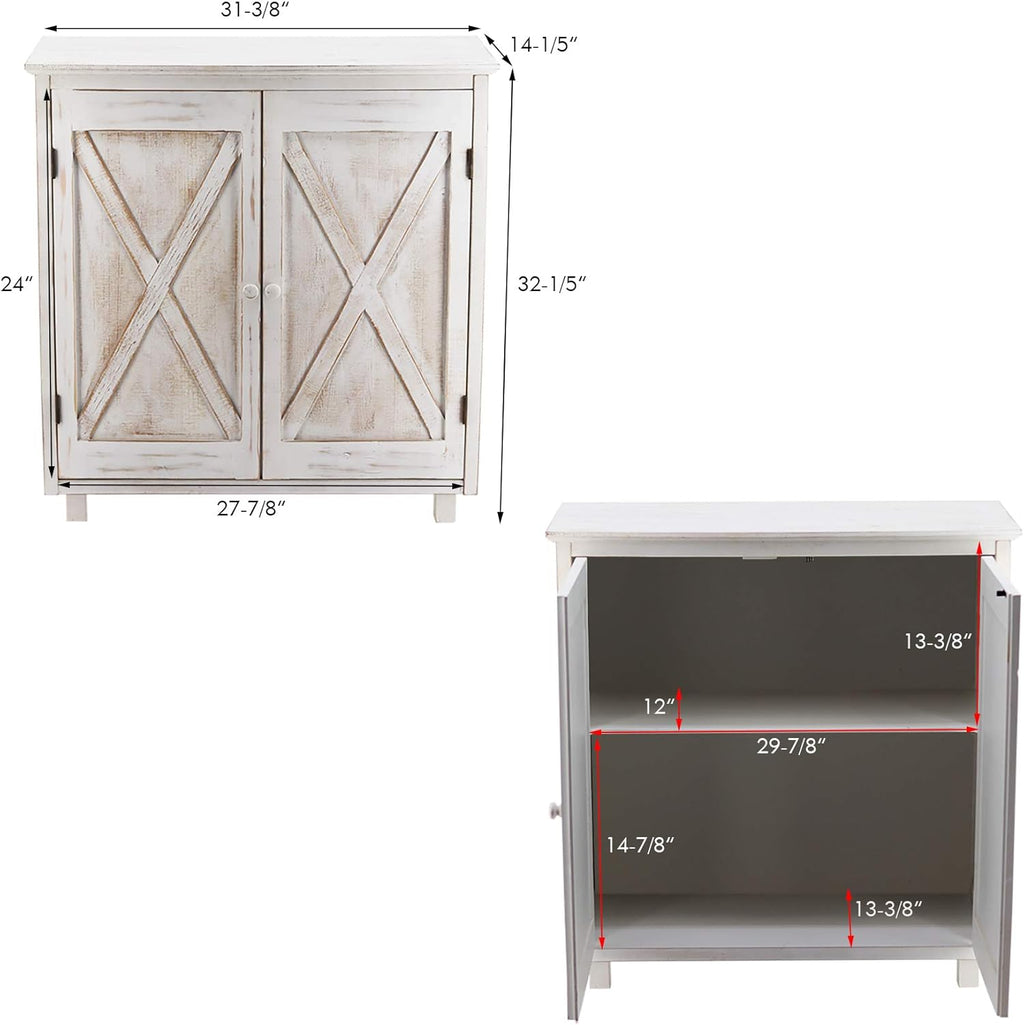 Whitewashed Wood Storage Cabinet O34306