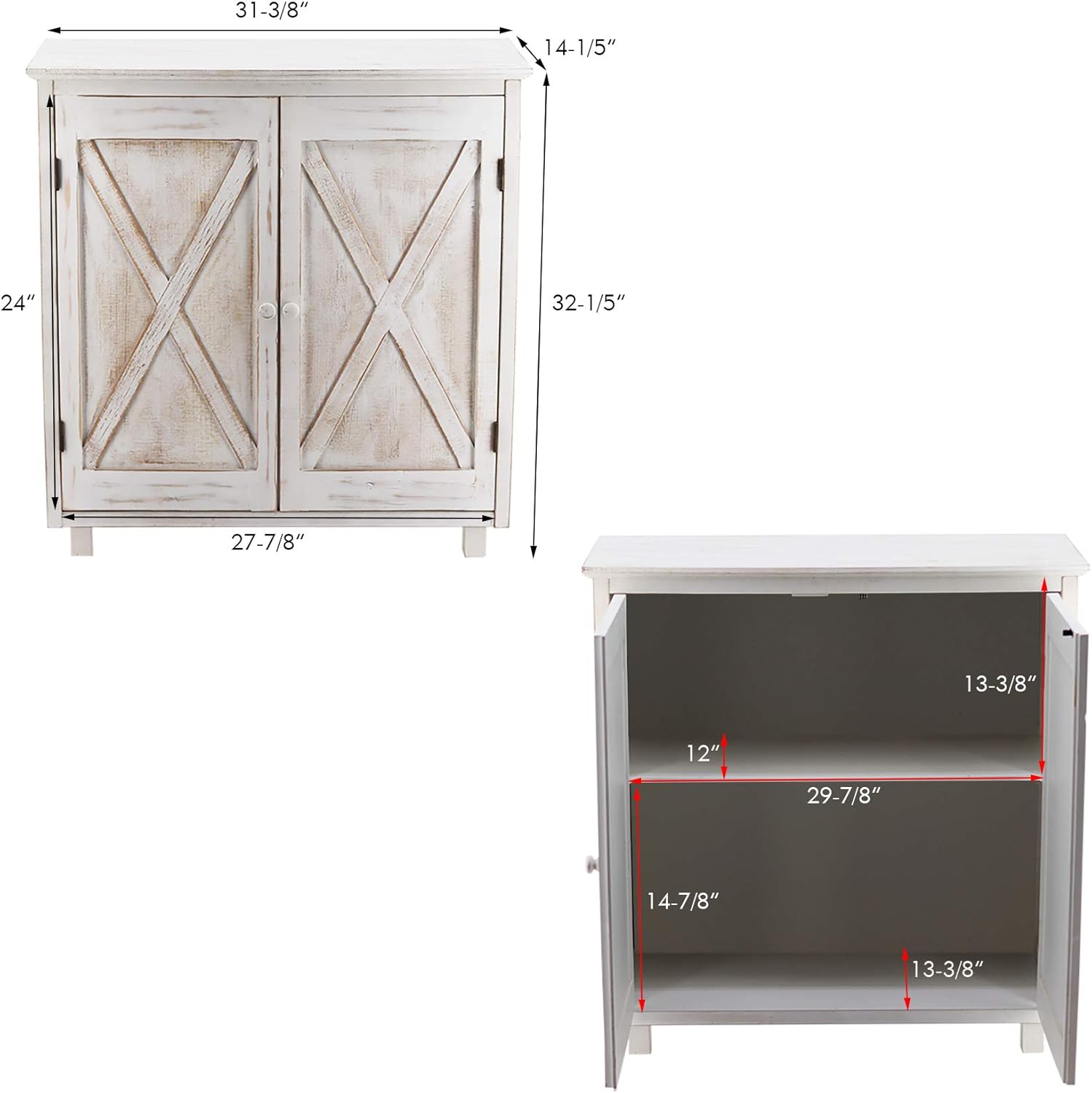 Whitewashed Wood Storage Cabinet O34306