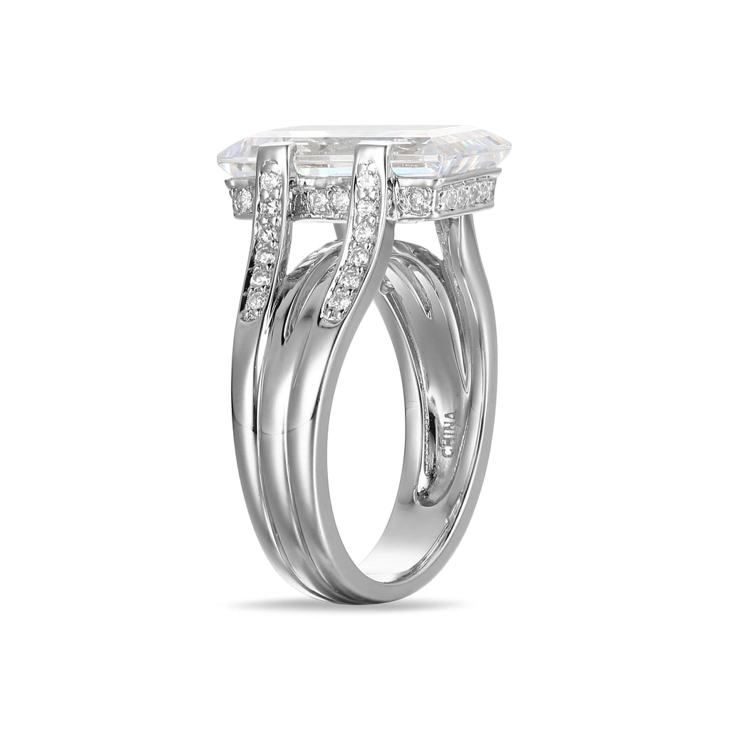 Cubic Zirconia Cathedral Engagement Ring in Rhodium Plated Sterling Silver M648456