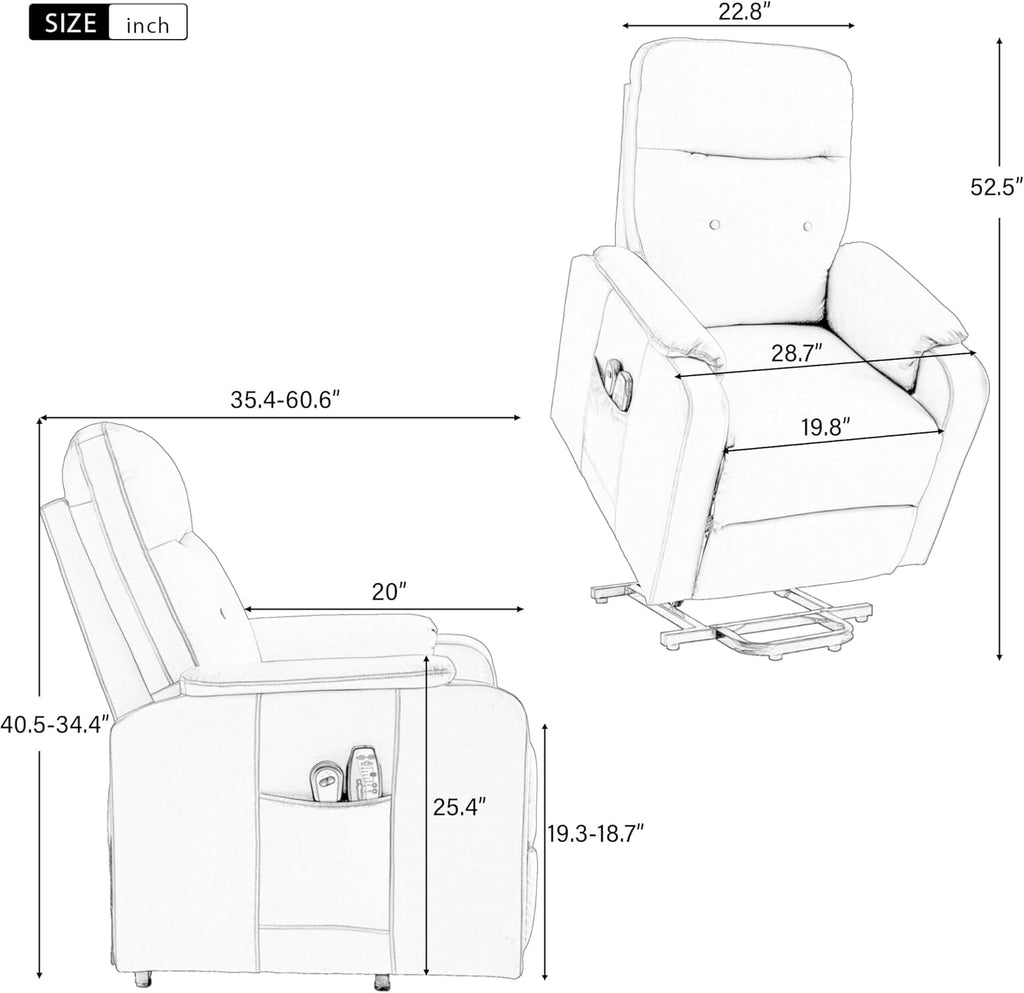 Power Lift Recliner Chair with Adjustable Heated Massage, Blue X691239