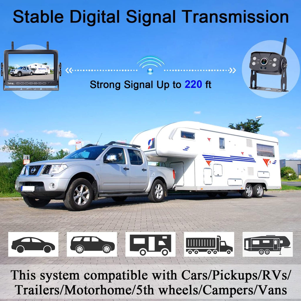 7 Inch Wireless HD 1080P Backup Camera with DVR Monitor V88712