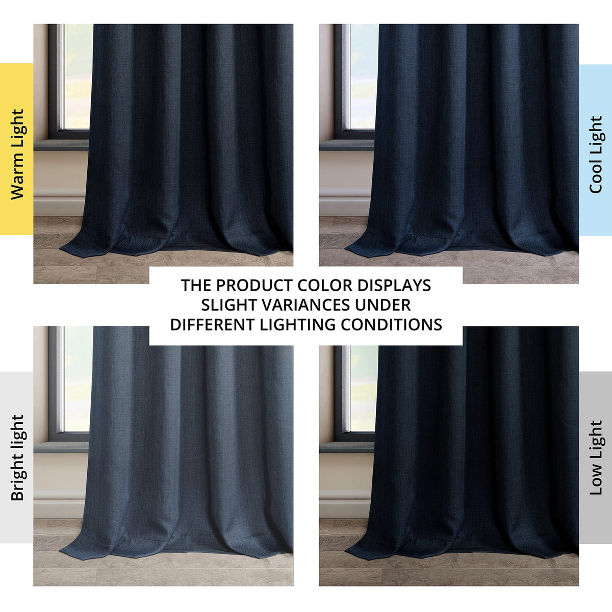 Nightfall Navy Faux Linen Grommet Room Darkening Curtain (1 Panel), 50W X 96L V31236