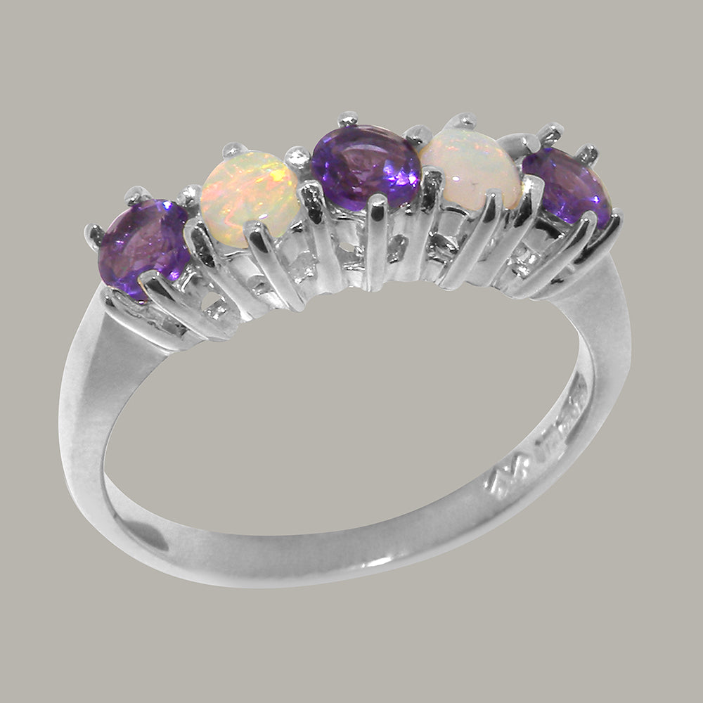 925 Sterling Silver Amethyst & Opal Eternity Ring P76905