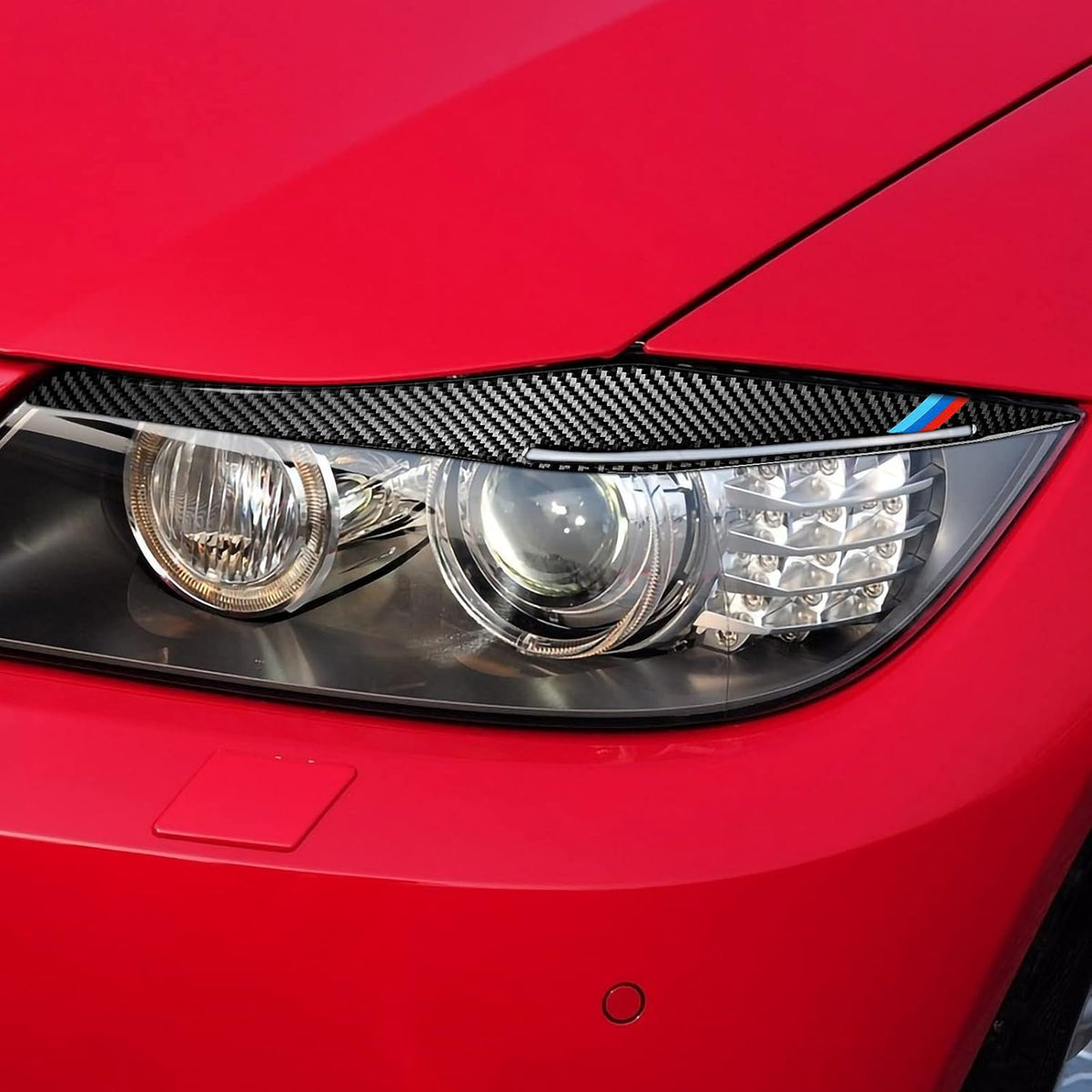 Carbon Fiber Headlights Eyebrows Sticker Decals Trim Cover for BMW E90 D4073