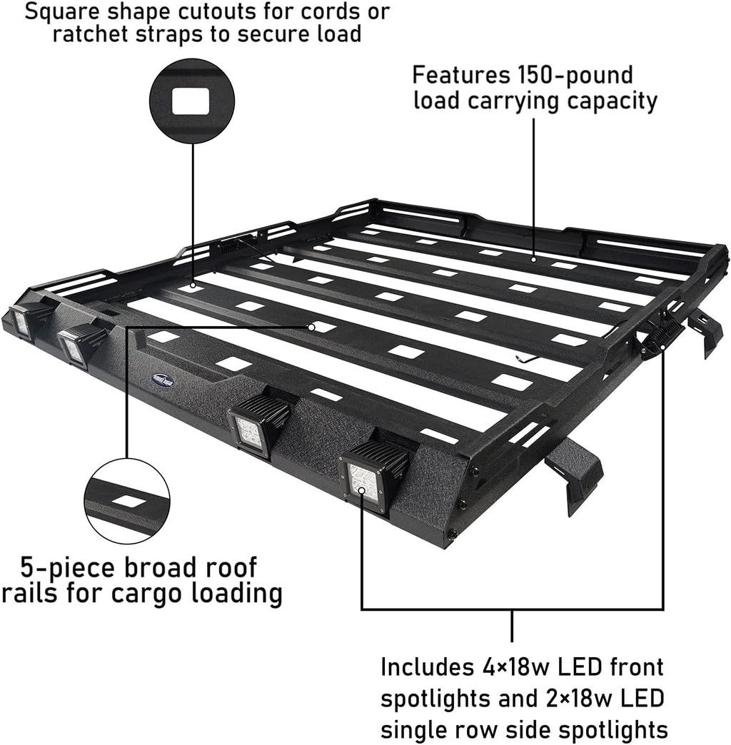 Roof Rack Cargo Basket Carrier for Jeep Wrangler JL 4 Doors Gladiator JT G703091