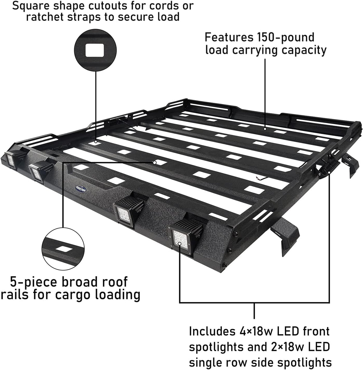 Roof Rack Cargo Basket Carrier for Jeep Wrangler JL 4 Doors Gladiator JT G703091