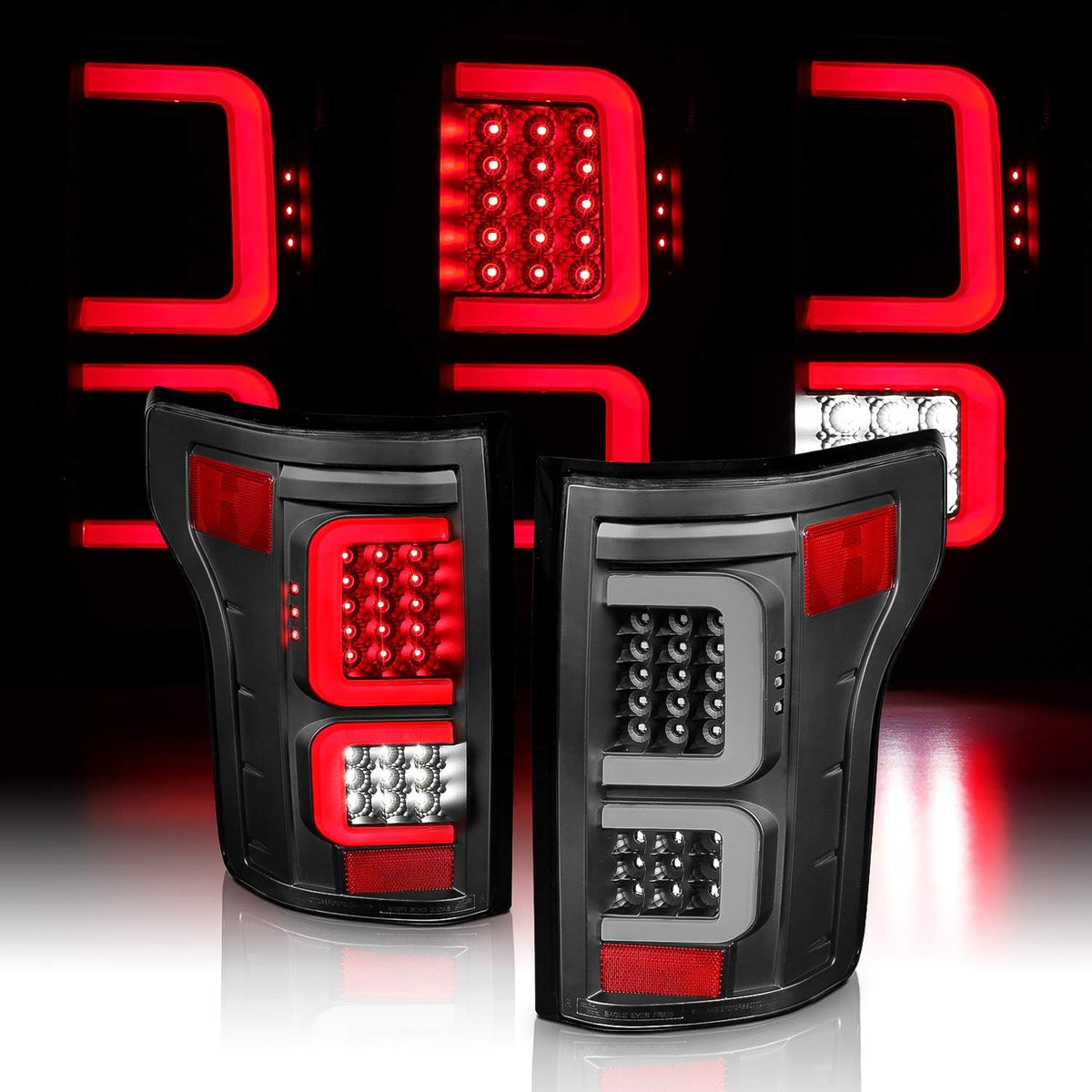 Full LED C-Type Light Bar Smoke Taillights Assembly Pair U81363