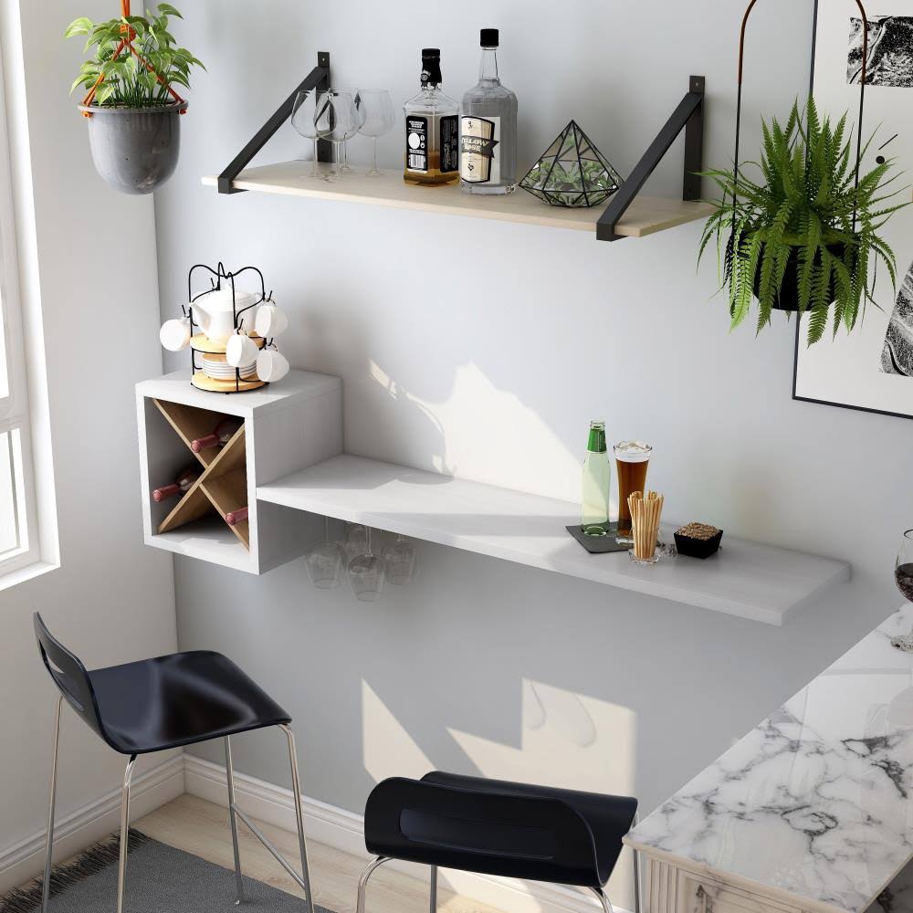 White Wall-Mounted Wine Rack I15781